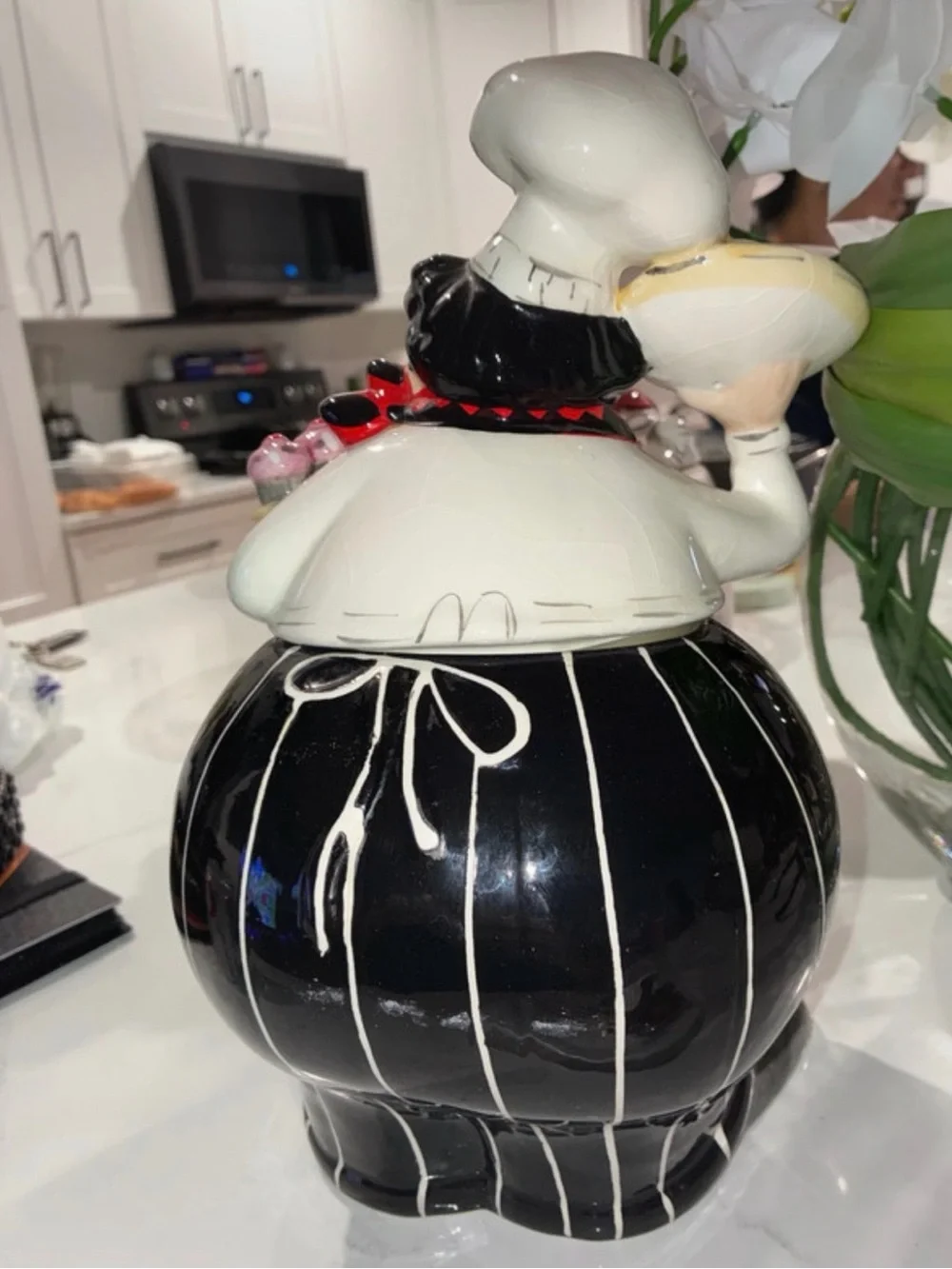 American Atelier Ceramic Chef Cookie Jar in White and Red